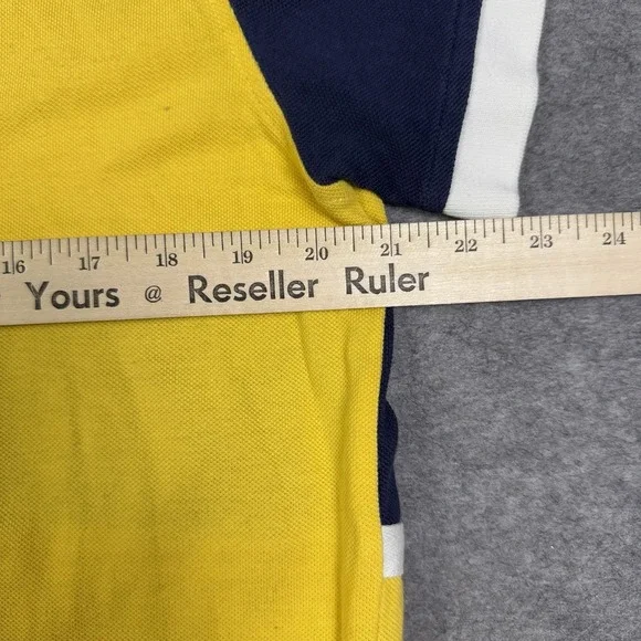 Tommy Hilfiger Rugby Shirt Navy Blue Yellow Iconic Classic Striped Rap 5 Custom - Picture 11 of 13